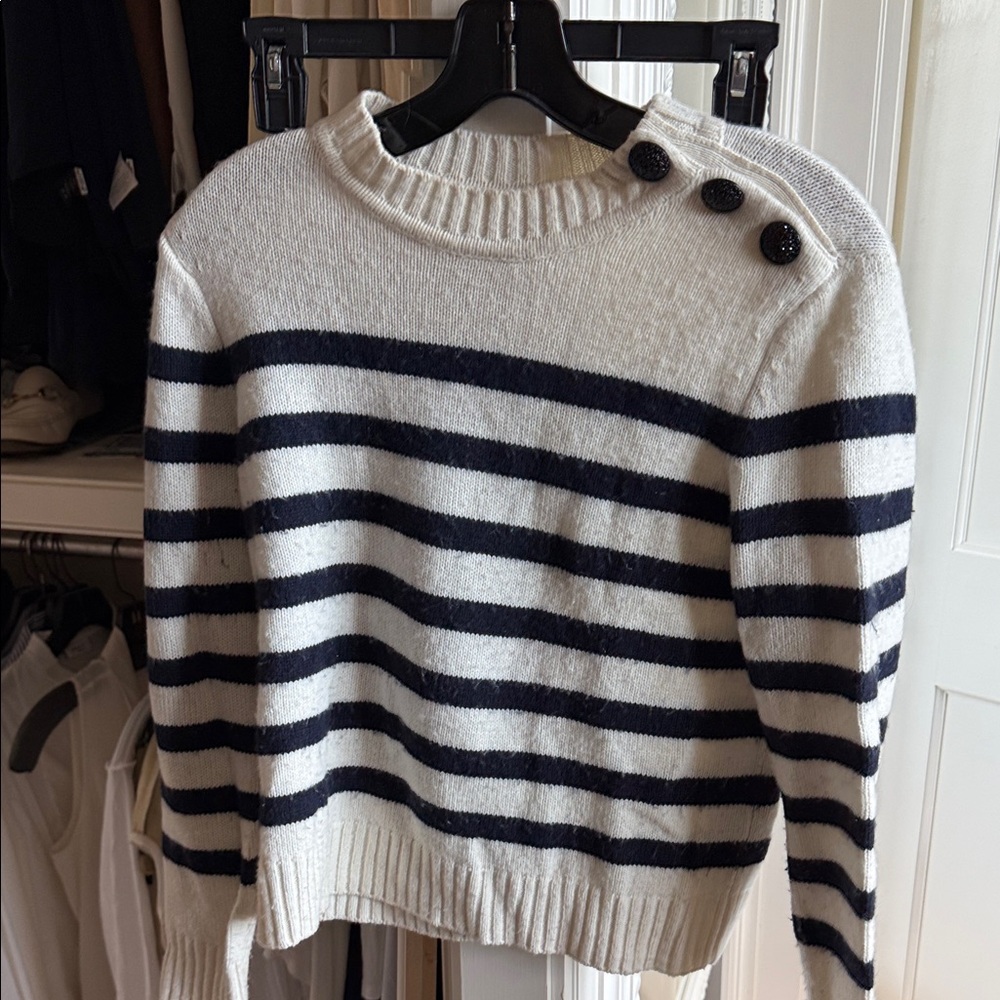 ba&sh Navy and Cream Striped Sweater